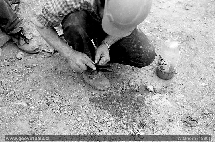 Minero analizando Oro