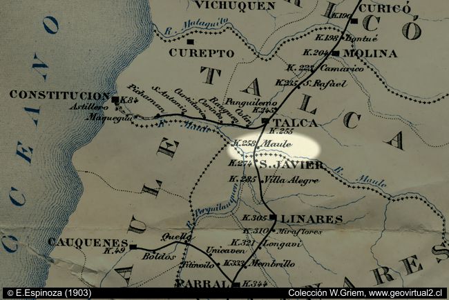 Mapa puente de Maule, Chile