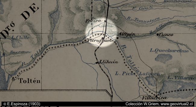 Mapa del sector río Toltén, Chile