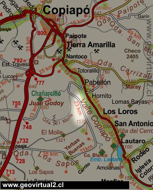 Carta del sector Cinchado en el desierto de Atacama, Chile