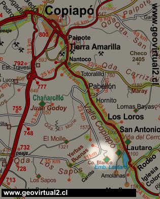 Carta del sector Cerro Blanco, empalme