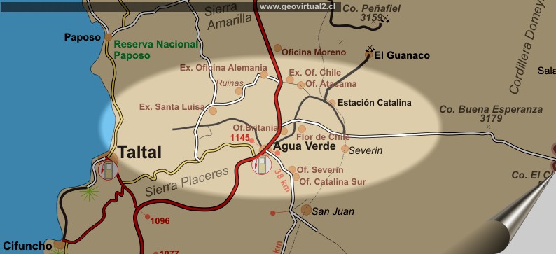 Carta de las oficinas salitreras de Taltal