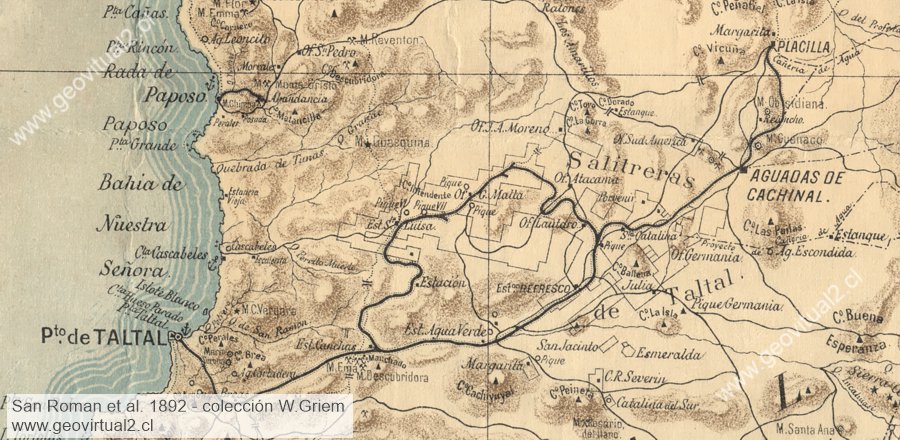 Mapa de San Román: Canton salitrero de Taltal