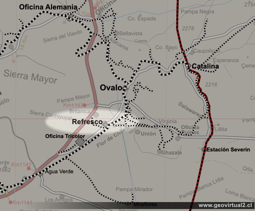 Mapa ferrocarril de Refresco - Desierto de Atacama - Chile