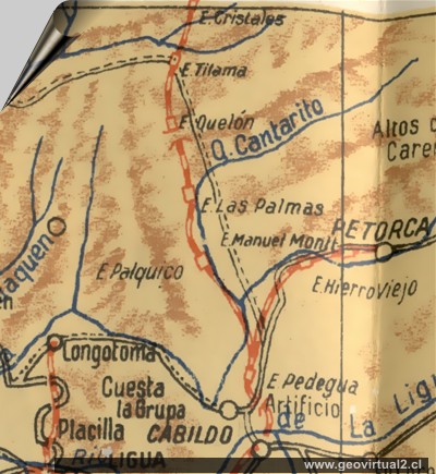 Mapa del sector Las Palmas, ferrocarril Longitudinal