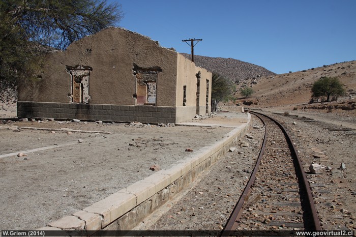 Estación de ferrocarril Pirita en el Norte de Chile