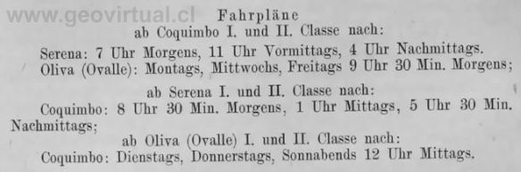 Kunz, 1890 - horarios de viaje Ovalle