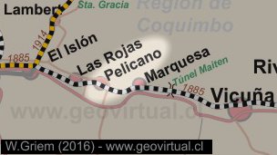 Carta del ferrocarril cerca Pelicana