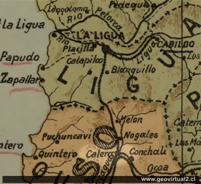 Carta de la linea ferrea Calera - Cabildo 1903