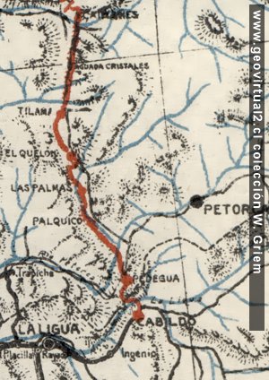 Carta de la linea ferrea longitudinal de Marín, 1914