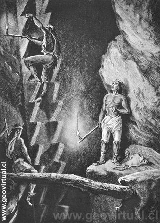 Minero en la mina Salvadora de Tres Puntas - según Paul Treutler