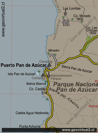 Karte vom Pan de Azucar in der Atacamawüste, Chile