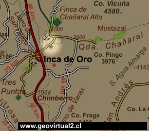 Carta del sector Inca de Oro - Llano SanPedro en el desierto de Atacama, Chile