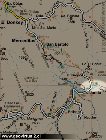 Carta del sector Jarilla en la Region Atacama, Chile