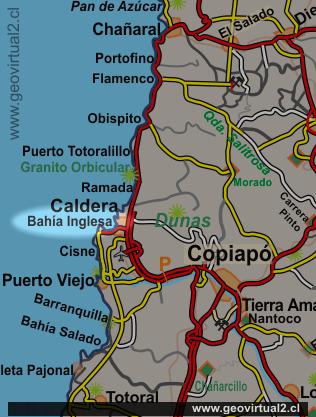 Mapa Bahía Inglesa en Atacama, Chile