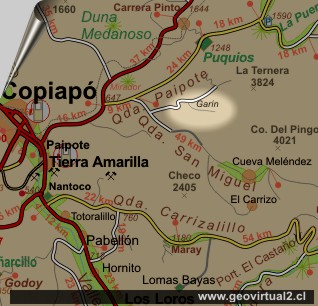 Carta del sector Garín en la Región de Atacama, Chile