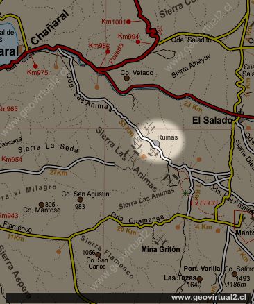 Mapa del sector Las Animas, desierto de Atacama - Chile