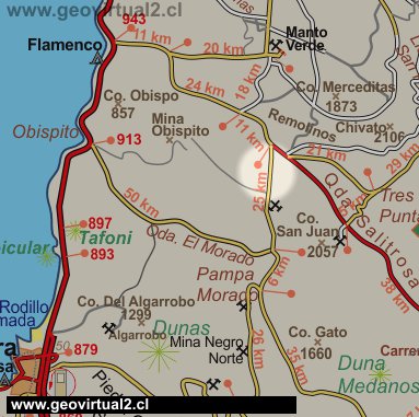 Mapa del sector Salitrosa, Region Atacama
