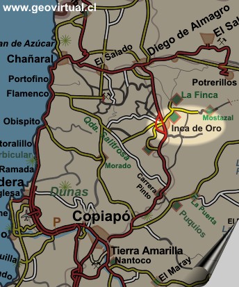 Map of the area Inca de Oro, Atacama desert, Chile