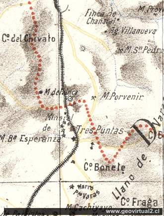Karte von 1906 (Riso) Inca de Oro, Atacama Wüste