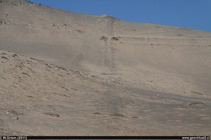 Trayecto del andarivel entre la mina Algarrobo y la estación férrea hacia Caldera