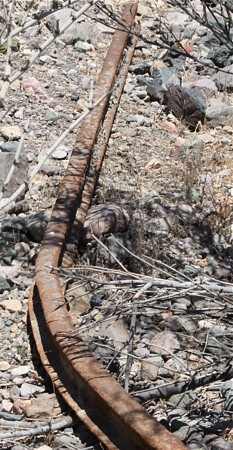 Schiene am ehemaligem Bahnhof von Yerbas Buenas  - Región de Atacama, Chile