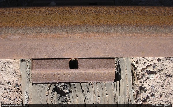 Riel del ferrocarril longitudinal en Carrera Pinto, Región de Atacama