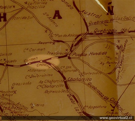 Carta de 1919 sector Pueblo Hundido