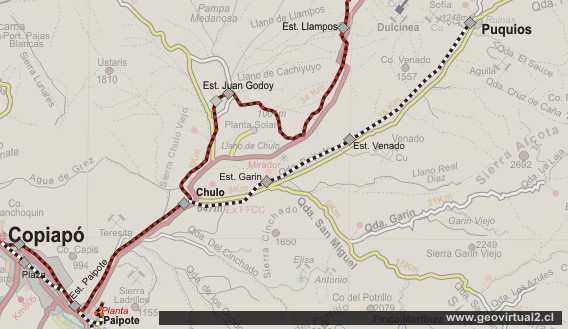 Carta de la línea a Puquios, Región de Atacama, Chile