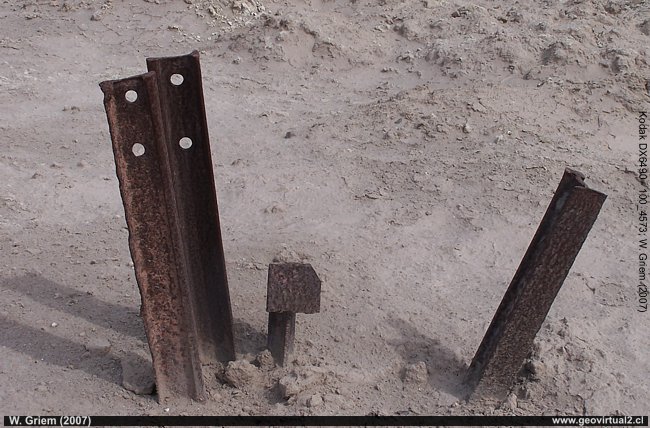Restos de rieles del trayecto Las Bombas en la Región Atacama - Chile