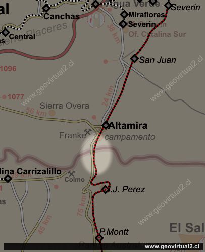 Mapa del sector FFCC de Franke - Desierto de Atacama