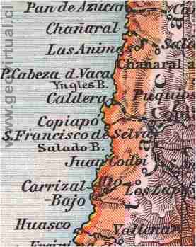 Karte der Atacama-Wüste aus Andrees Atlas 1887