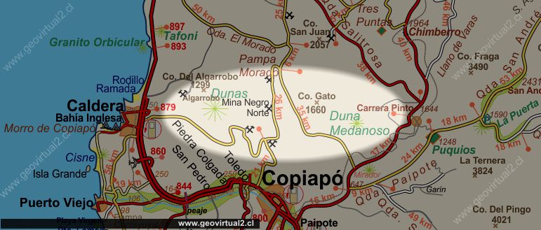 Mapa de las Dunas en Atacama - Chile