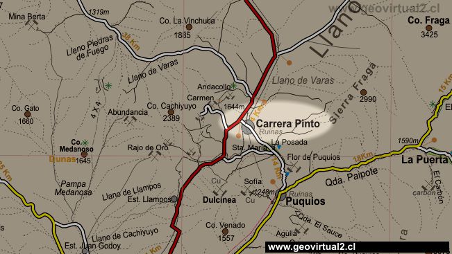 Carta del sector Carrera Pinto en detalle