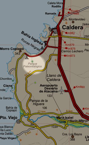 Carta del sector Parque Paleontologico