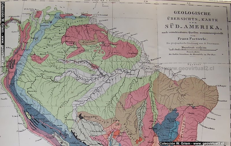 mapa geológica de Sud America - Foetterle