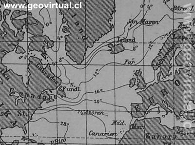 Krümmel: Temperaturas superficiales del agua