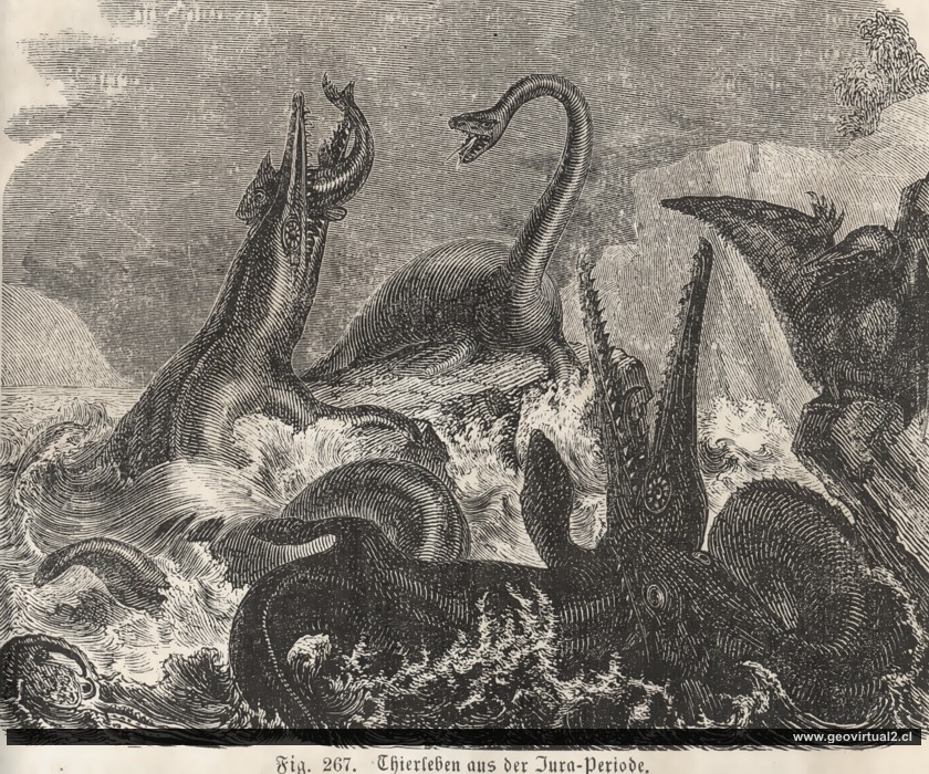 Paisaje y vida del jurásico (Ludwig, 1861)