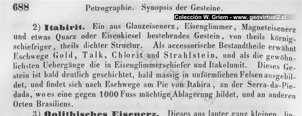 Itabirita, texto de Naumann 1850