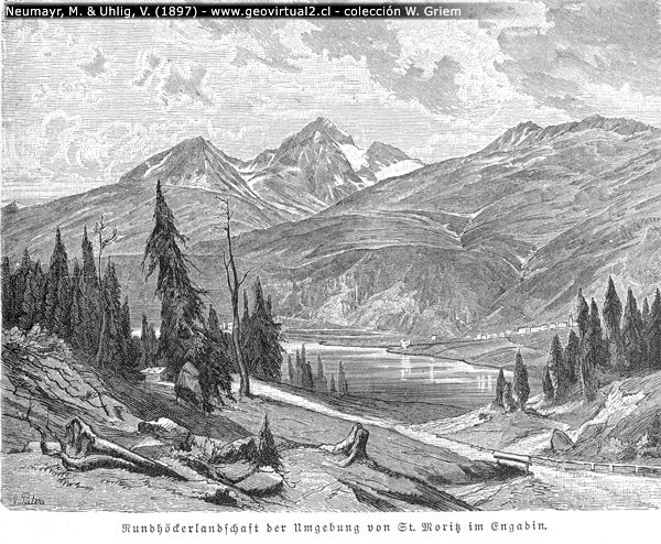 Rundhöckerlandschaft der Umgebung von St. Moriz im Engadin.