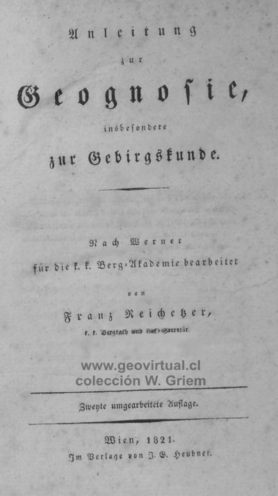 titulo del libro "Geognosía" de Franz Reichetzer
