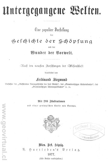 Ferdinand Siegmund: Untergegangene Welten - Geschichte der Schöpfung