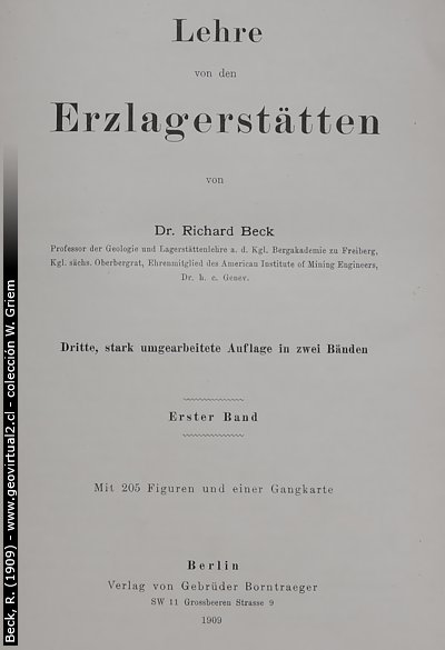 Richard Beck, Lagerstätten der Erze