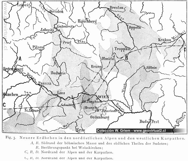 Eduard Suess (1875, 1901): Verteilung der Erdbeben in Deutschland