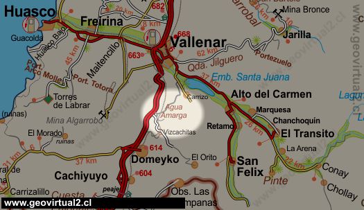 Carta de la ubicación del distrito histórico de Agua Amarga en Atacama - Chile