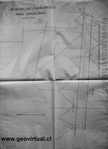 Mapa - perfil de la mina Candelaria de Chañarcillo