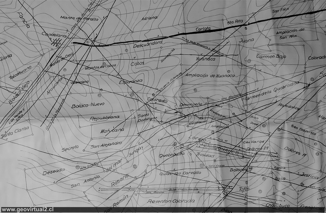 Plano de las pertenencias mineras de Chañarcillo en la Region de Atacama