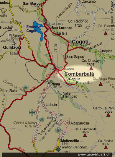 Mapa de Combarbala, Región de Coquimbo, Chile