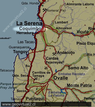 mapa de ubicación de Coquimbo, Chile
